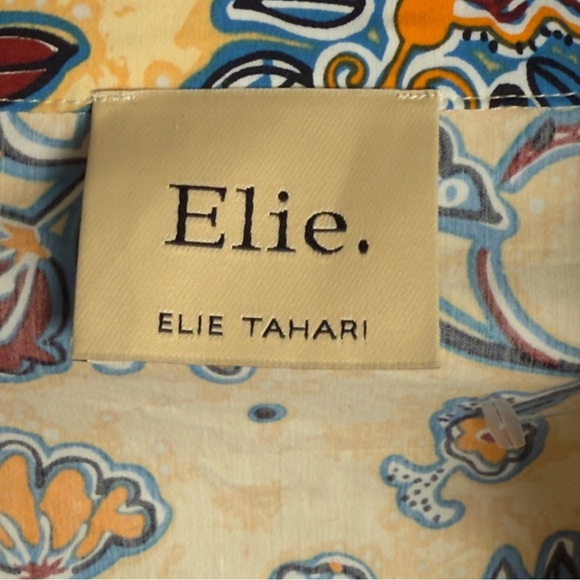 New Ellie Tahari Lemon Mist Print Faux Wrap Top Size M - Picture 6 of 9